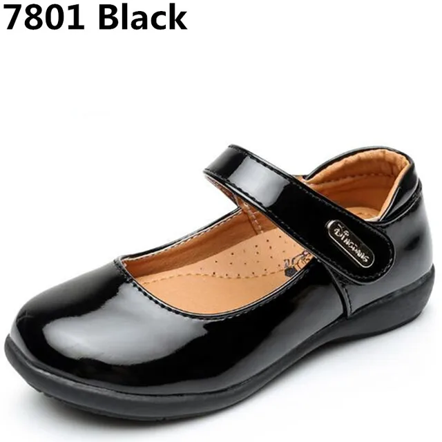 NEW Children Shoes Princess Girls Black Leather Shoes White Student