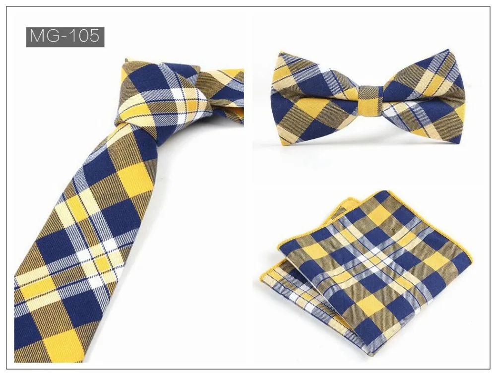 full cotton necktie bow tie handkerchief for men plaid 6cm ties standard butterfly bowknot pocket s