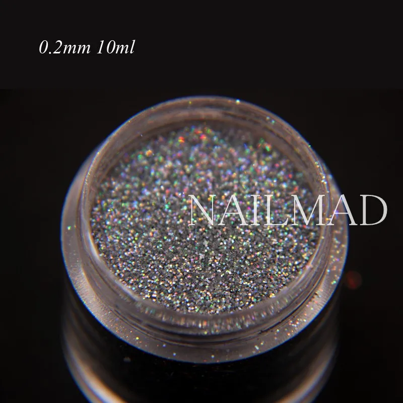 0 2 мм лазерные серебряные блески голографический Блеск порошок для ногтей