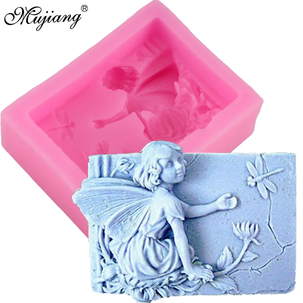 Angel Fairy Silicone Mold Candy Chocolate Gumpaste Polymer Clay Moulds Fondant Cake Decorating Molds 3D Craft Soap Moulds Candle Resin Fimo Clay Molds Sugar Craft Bakeware Pan Baking Tools 