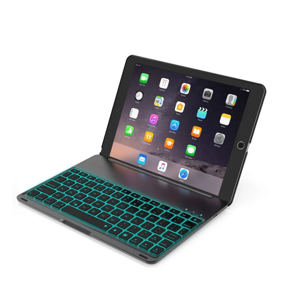 Bluetooth клавиатура чехол для iPad /iPad /iPad Air 1 с 7 цветов светодиодный подсветкой Беспроводной клавиатура элегантный чехол крышка Подставка