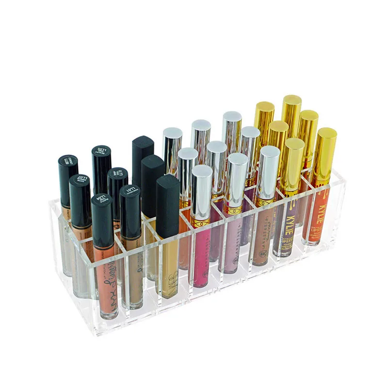 

Fashion Acrylic Lip Gloss Holder 24 Slots Lipstick Box Display Stand Sundry Storage Box Cosmetic Makeup Organizer Holder