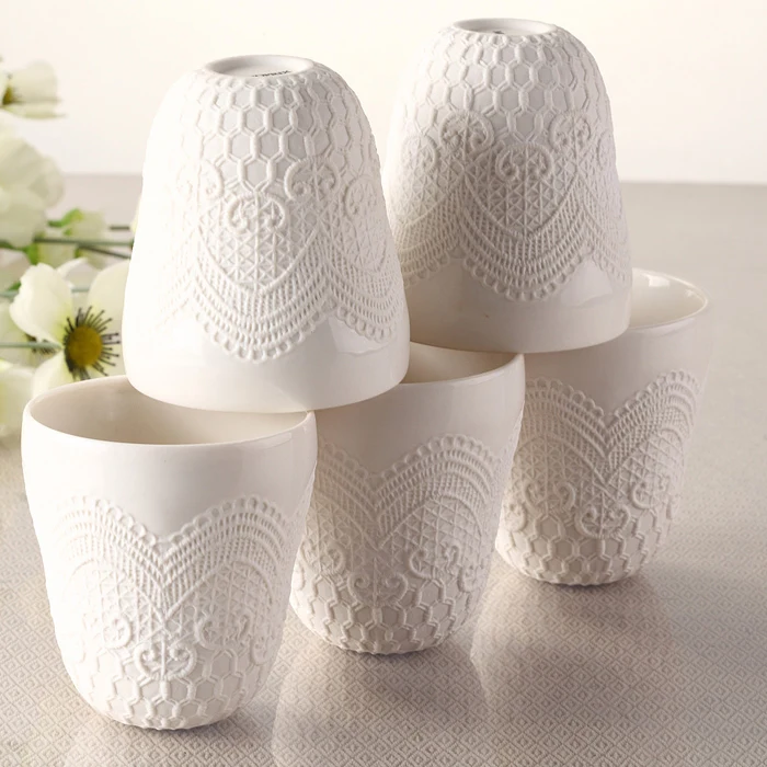 Original single lace embossed creative ceramic cup mug coffee mug cup