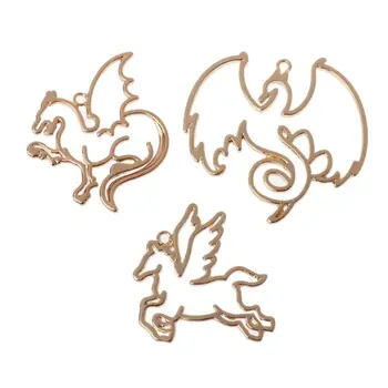 

3Pc Dragon Horse Frame Pendant Bezel Setting Cabochon Setting UV Resin Jewelry DIY Epoxy Resin Charm