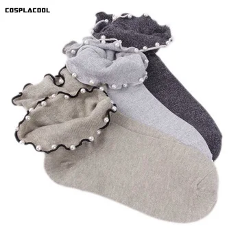 

[COSPLACOOL]Warm Hand Made pearls Socks Women Fashion princess Meias Harajuku Soft Ladies Funny Socks Elastic Calcetines Mujer