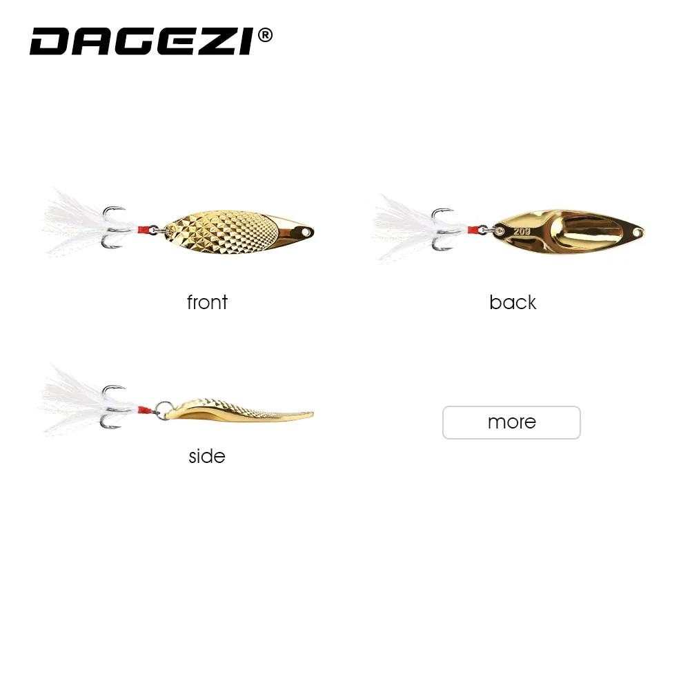 Металлическая приманка ложка DAGEZI с пером 10 г/15 г/20 г для рыбной ловли