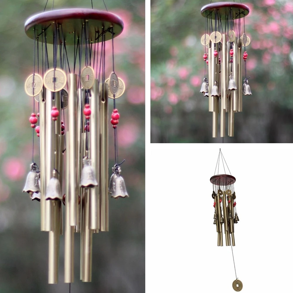 yazi Chinese 13 Metal Tubes 8 Bells Wind Chimes Woodstock Home Garden