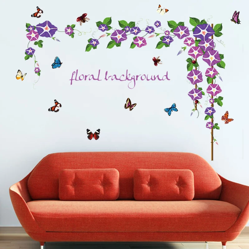 SK9041 Large Morning Glory Flower Vines Wall Stickers Vinyl Art