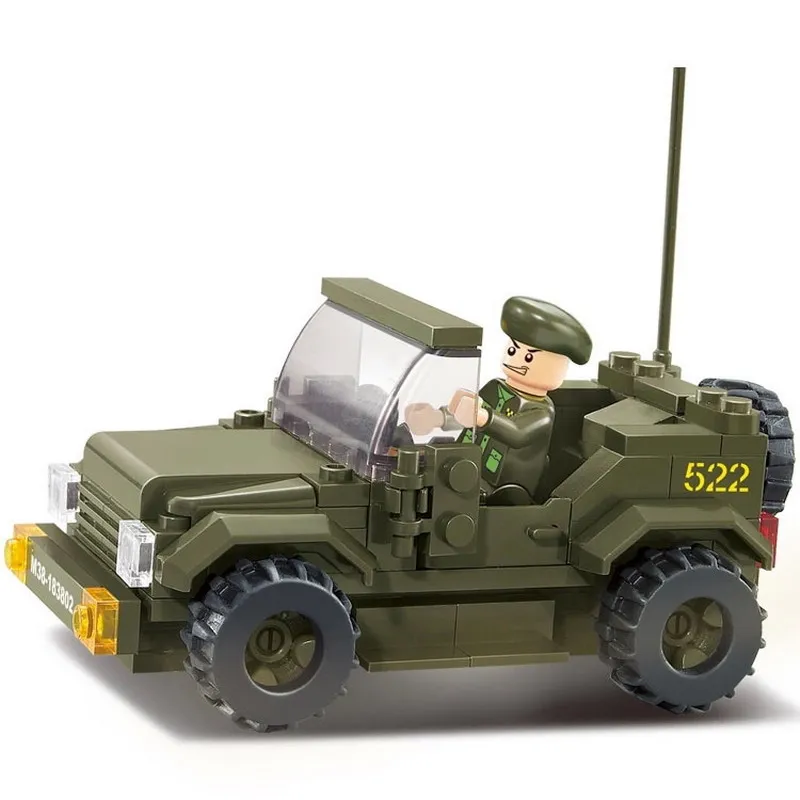 

0296 Sluban Command Jeep Car Model Building Blocks Enlighten DIY Figure Toys For Children Christmas Gift