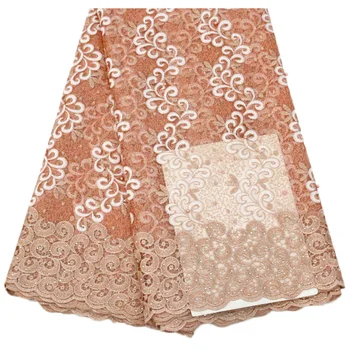 

5yards Hot Selling African Cord Lace Fabric With Stones Nigerian Lace Fabric For Women High Quality French Lace FabricHX1719-1