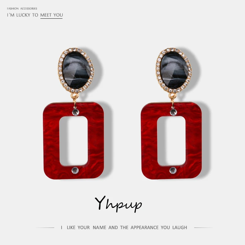 

Yhpup Brand Trendy Square Acrylic Dangle Earrings For Women Statement Charm Fashion Earrings Pendientes oorbellen Mujer Moda