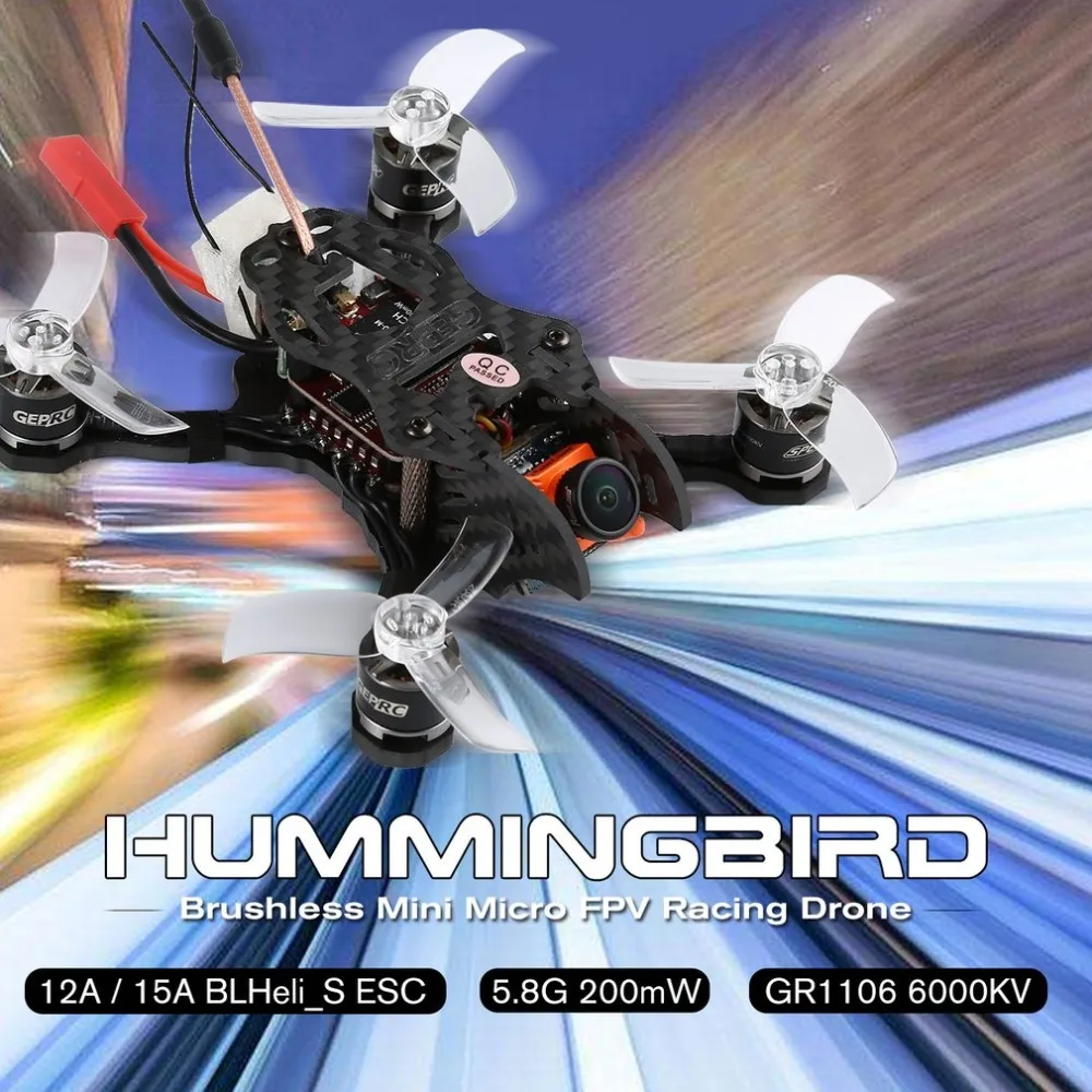 

GEPRC Hummingbird 5.8G 200mW Brushless 110mm Mini Micro FPV Racing Quadcopter RC Drone BNF with FrSky Receiver