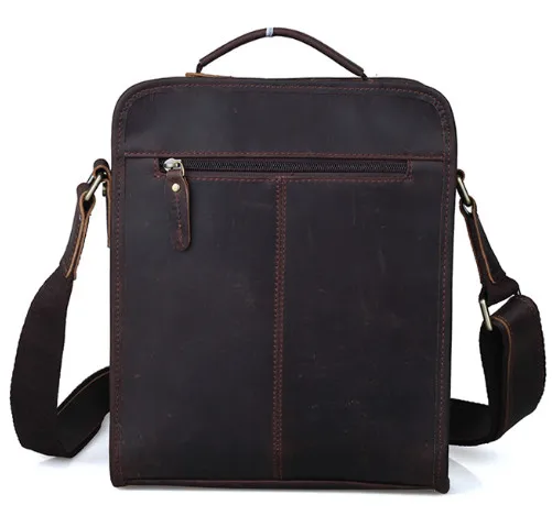 Vertical Real Genuine Leather Bags Tote Organizer Bag For Men Crazy Horse Leather Cross Body Messenger Bag Vintage Wild Style