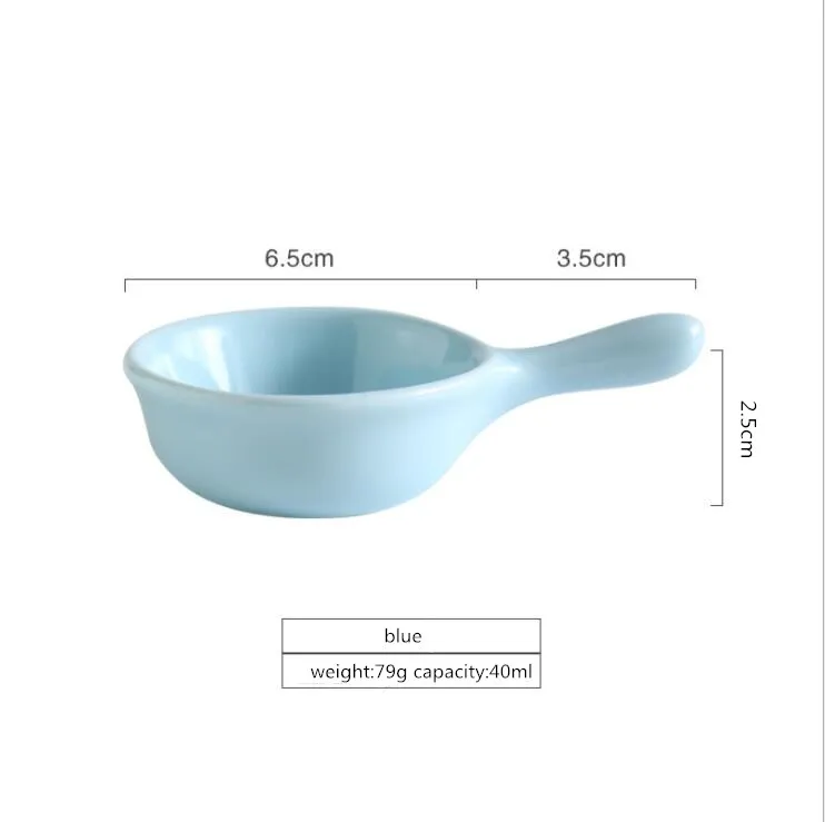 1 шт. 40 мл японский стиль глазурованная посуда керамическая ручка блюдо кухня многоцелевой закуски соус блюдо в стиле вестерн уксус варенья блюдо - Цвет: blue