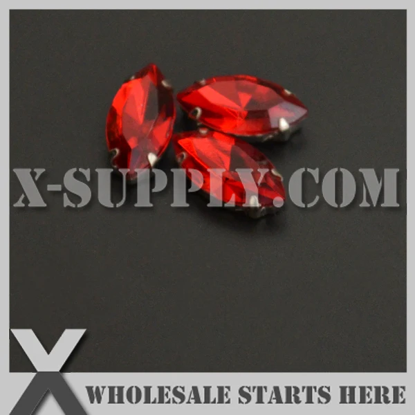 

7x15 мм устанавливаемый Navette (лодка) #3 красная акриловая Бриллиантовая серебряная оправа из никеля для пришивания для сумок, обуви, одежды