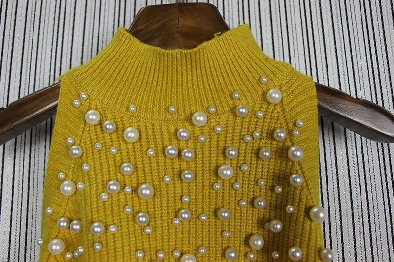 ALPHALMODA женский свитер без бретелек с открытыми плечами и бисером, зимние сексуальные пуловеры, одноцветные модные джемперы