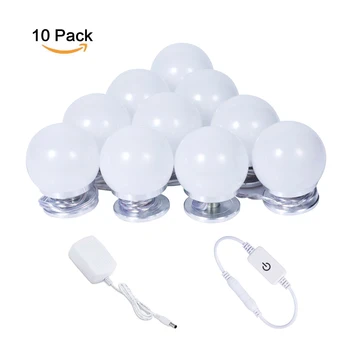 

Makeup Mirror LED Lights 10 Hollywood Vanity Bulbs for Dressing Table with Dimmer and Plug in Wall Lamp LED Vanity Lights