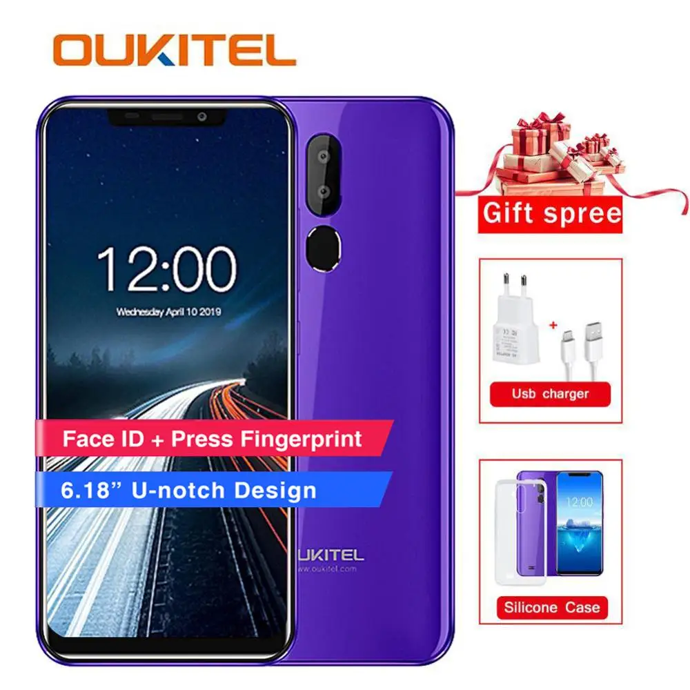 Oukitel C12 Pro 4G 6,1" 19:9 Android 8,1 Face ID 2 Гб ОЗУ 16 Гб ПЗУ 3300 мАч мобильный телефон MT6739 четырехъядерный смартфон с отпечатком пальца