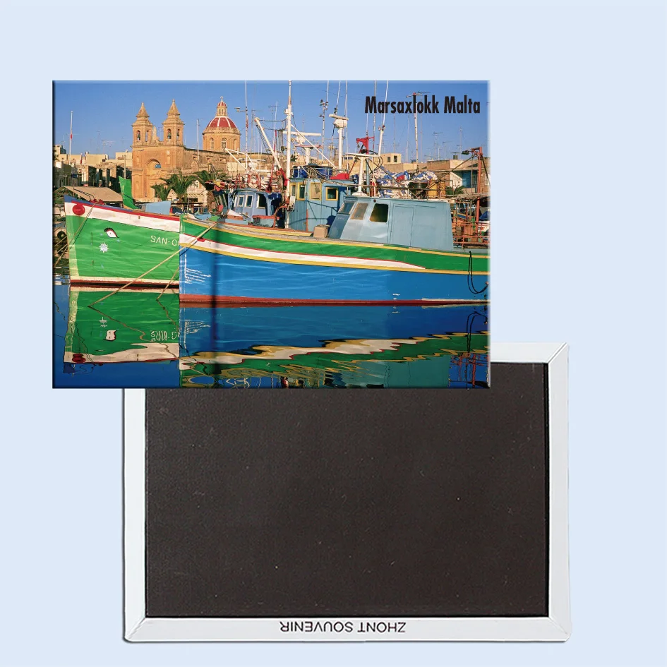 Fishing Boats, Marsaxlokk, Malta, Magnetic refrigerator stickers, tourist souvenirs, small gifts 24821