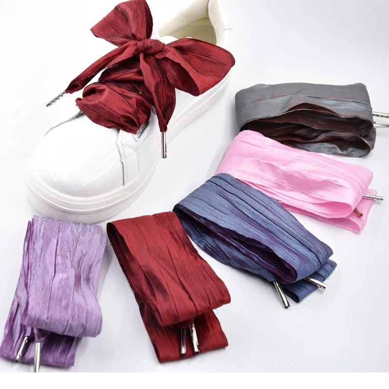 

5CM Width Big Bow Shoelaces Thin Wild Trend Fashion Lace Wine Red Pink Laces