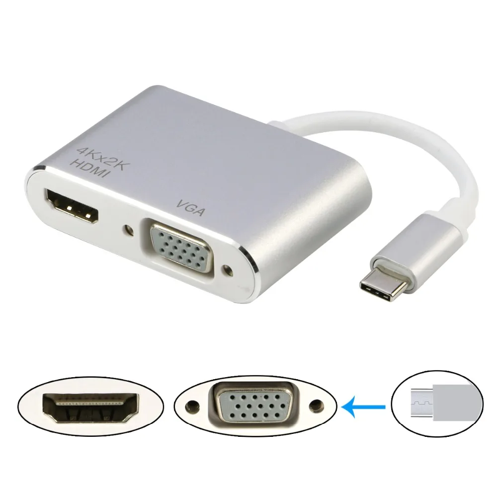 Адаптер USB C HDMI VGA 4K 3 1 Type-C к видеокабель для Macbook Pro ChromeBook | Компьютеры и офис