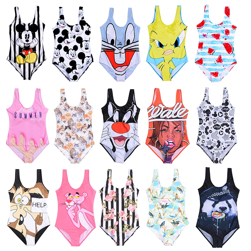 

21 Pattern 3D Cartoon One-Piece Swimwear Women Open Pack Bikini 2019 Monokini Swimming Suit Backless Beach Wear Women Swimsuit