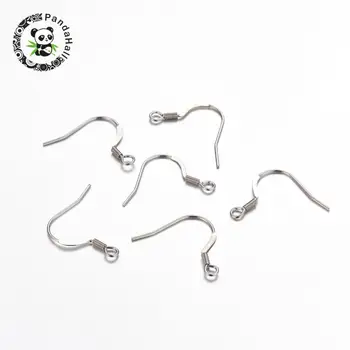 

100pcs 316 Stainless Steel Earring Hooks Earring Making Fingdings, Size: about 17mm wide, 18mm long, 1.8mm thick, hole: 2mm
