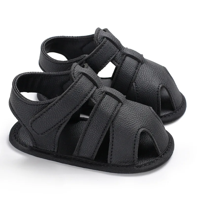 Ideacherry/Летняя детская обувь; обувь для новорожденных мальчиков из искусственной кожи; обувь для малышей 0-18 месяцев; мягкая дышащая обувь для малышей - Цвет: Black