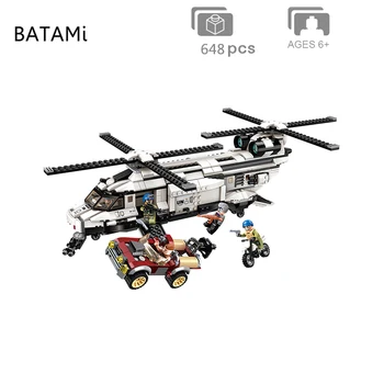 

Model building kits Compatible with city block Double Paddle Helicopter Thunder Mission sets 650 pcs Bricks 5 minfigure toy