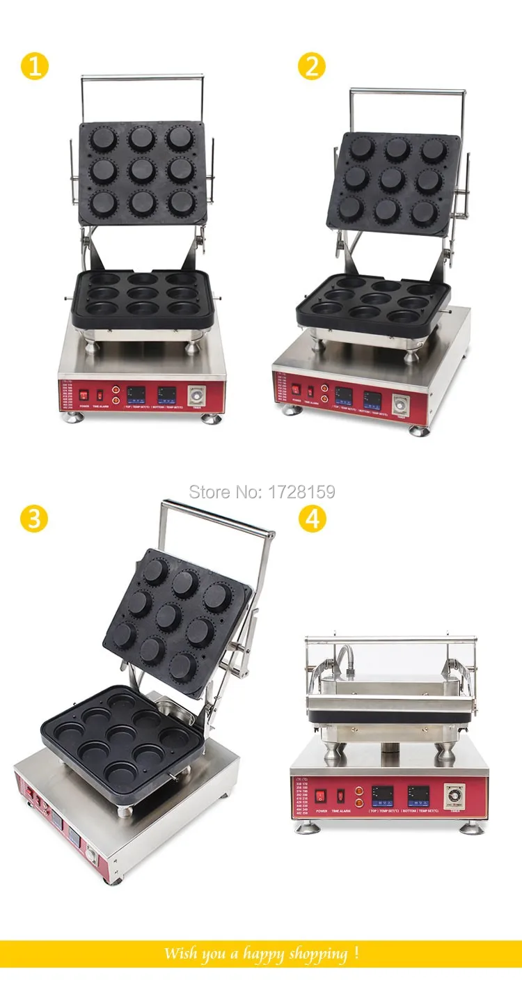 Горячая, новинка, 9 шт., коммерческая машина для выпечки, цифровая машина для формования пирожных, машина для формования пирожных, машина для изготовления тартлет