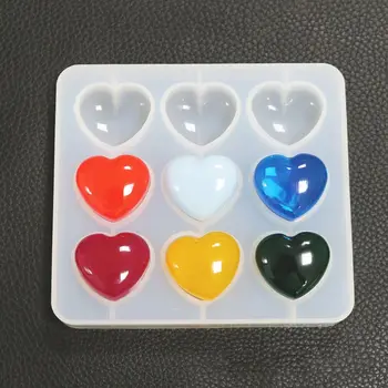 

Epoxy Mold Manual DIY Crystal 9 Hole Heart Shape Mold Silicone High Mirror Pendant Handmade Making Molds