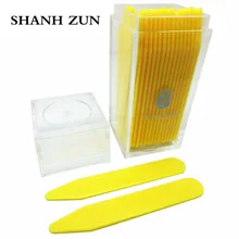 SHANH ZUN 30 Yellow Plastic Dress Shirt Collar Stays Stiffeners Inserts point Collar in Clear Plastic Bottle SHANH ZUN 30 Yellow Plastic Dress Shirt Collar Stays Stiffeners Inserts point Collar in Clear Plastic Bottle