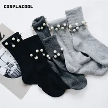 [COSPLACOOL], ручная работа, шерстяные, с перламутром тумбочке носки Длинные носки Для женщин Мода корейский конфетных оттенков теплые носки, Calcetines Mujer