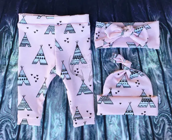 JAYLAY الأطفال من طفلة في خزانة مجموعة الملابس مرحبا العالم كسر قبعة المانجو طويلة السراويل طماق ثلاثة pcs مجموعة الملابس