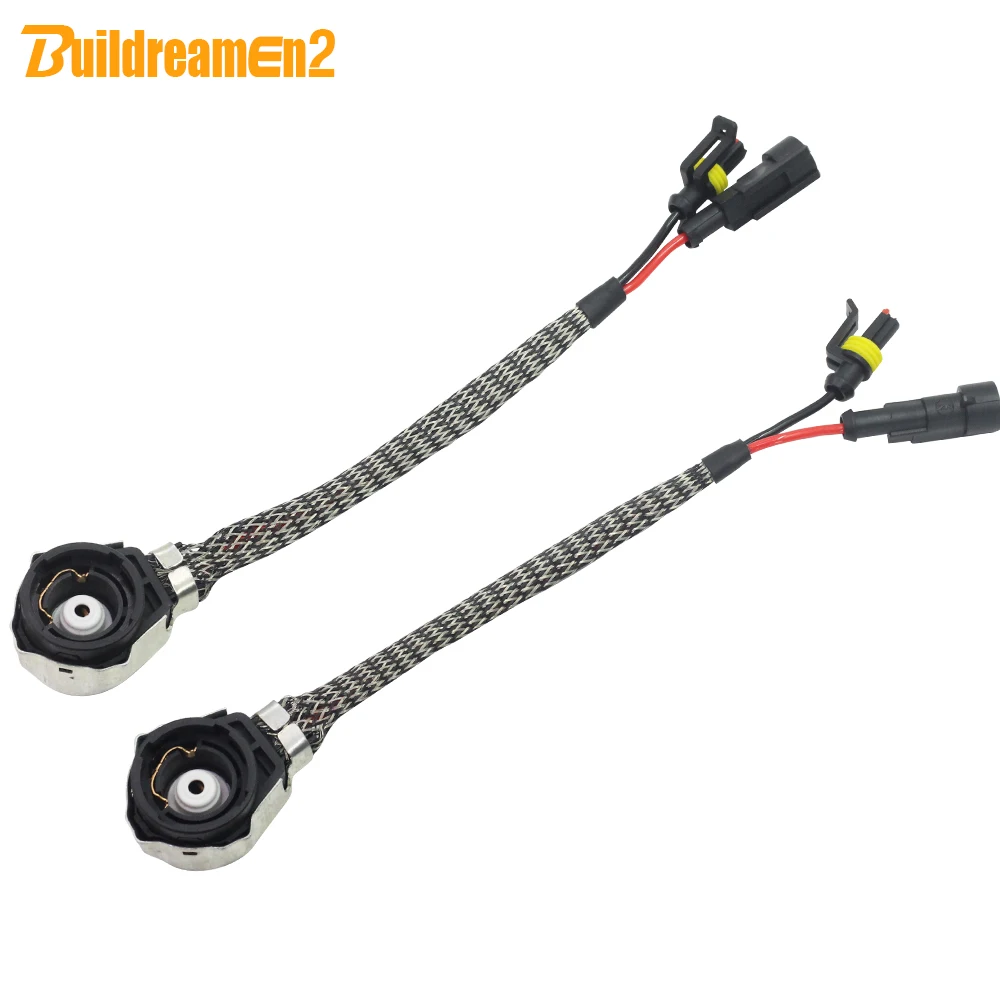 

Buildreamen2 2 X Car HID Harness Wring Converter AMP Plug Cable Socket Adapter Wire For D2 D2S D2R D2C D4 D4S D4C D4R Xenon Bulb