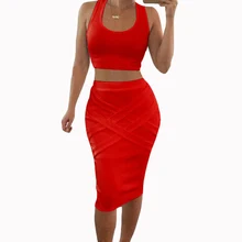 New Arrival Autumn 2016 Fashion Solid Women Bandage Dress Sleeveless Vestidos Sexy Sheath Clubwear Party Dresses Two Piece Suit