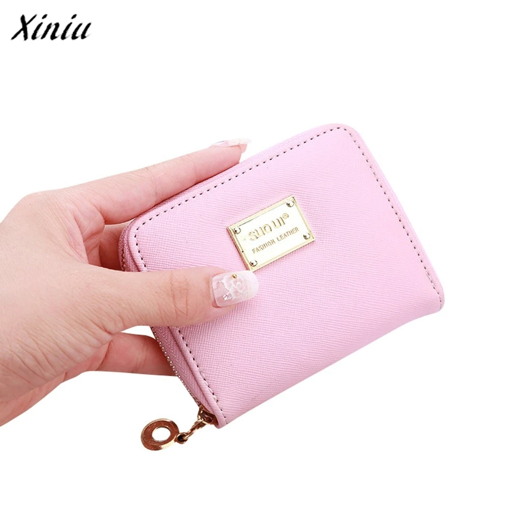 Cute Women&#39;s Wallets Short coin bag Fashion Brands Ladies Credit Card Holder Leather Zip Coin ...