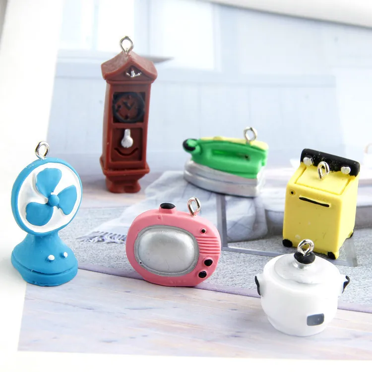 

10pcs 3D Radio Fan Wall Clock European Rice Cooker Resin Charms Pendant DIY Craft fit for Bracelet Jewelry Finding Handmade