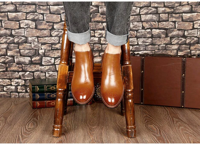 Men's Boots' Casual Round Toe Ankle Chelsea Boots Men Leather Men Winter Shoes hot 2018 Winter Shoes Mens Warmful Snow Boot Mens (12)