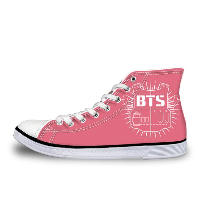 FORUDESIGNS Fashion Kpop BTS Print High top Canvas Shoes Women Classic