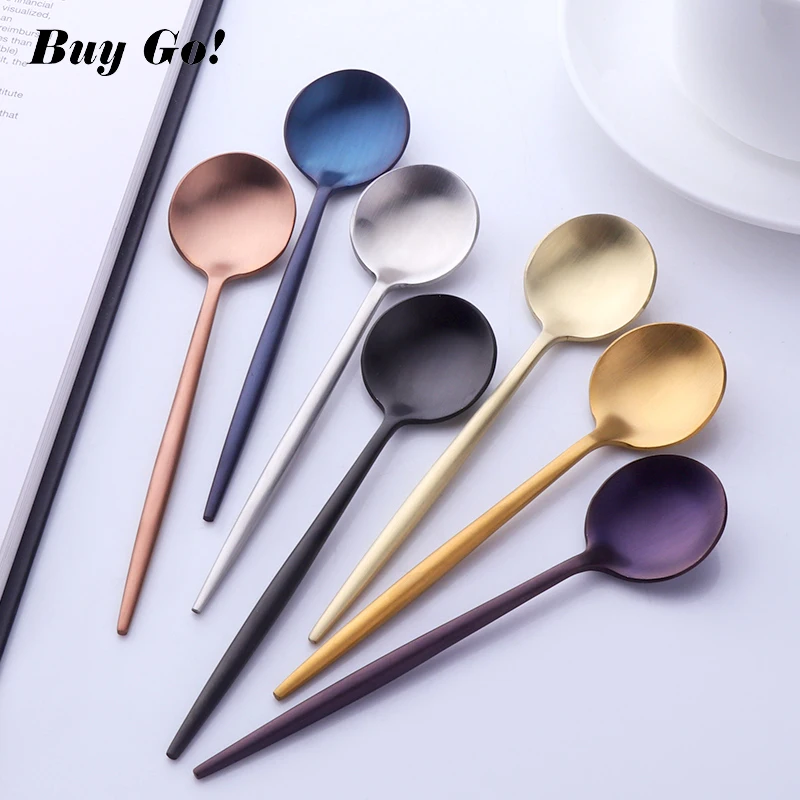 

High Quality 18/10 Stainless Steel Small Tea Spoon Flatware Set Mini Tea Spoons Set Colorful Coffee Spoon Gold Silver Scoop Set
