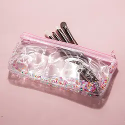 Мода Макияж сумка косметичка жидкости мешок прозрачный пенал составляют сумка Организатор maleta де maquiagem для женщин новый