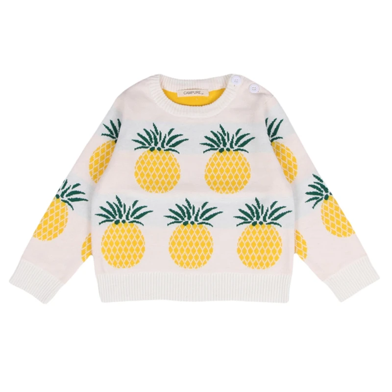 Модный Детский свитер трикотажные пуловеры года с рисунком ананаса с фруктовым принтом для мальчиков и девочек осень-зима верхняя одежда 12M-5Y GW28