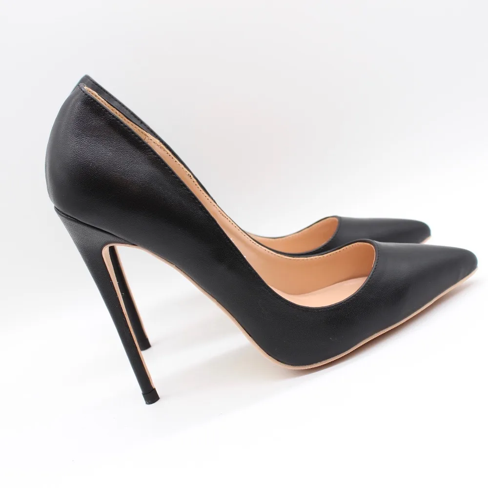 

Free shipping fashion women Pumps lady Black matt leather Pointy toe high heels shoes size33-43 12cm 10cm 8cm Stiletto heeled