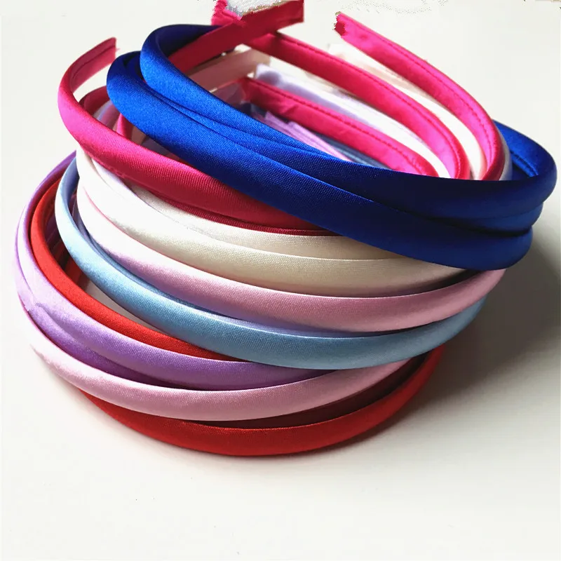 3pcs/lot 10mm Colored Satin Covered Resin Hairbands,For Children Solid Satin Hair Band DIY Headband,Satin Head Hoop