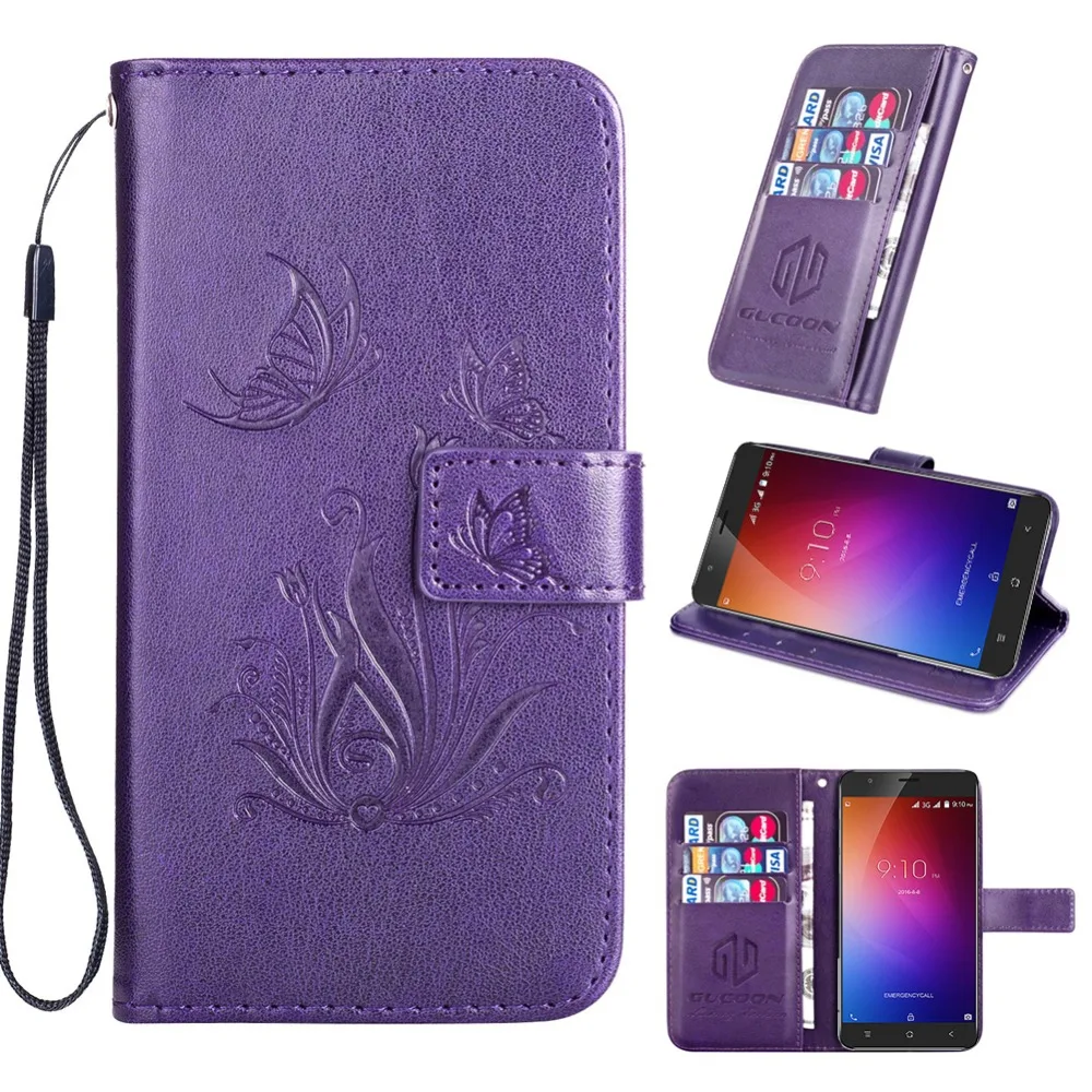 

GUCOON Embossed PU Leather Case for Blackview E7 Eiffel Tower Flowers Butterfly Flip Wallet Cover for Blackview E7s