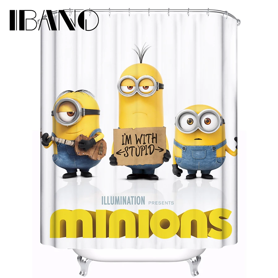 US $15.20 Minions Shower Curtain Pattern Customized Bath Shower Curtain Waterproof Polyester Fabric 180x180cm Shower Curtain For Bathroom