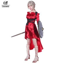

ROLECOS Halloween Renaissance Medieval Red Long Sleeve Dress with Lace etro Vintage Dress for Women Halloween Dress Costumes