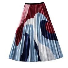Летняя длинная юбка с принтом и высокой талией, женские плиссированные макси юбки-пачки в богемном стиле, элегантные женские юбки, Spodnica Plisowana