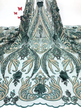 

African 3d Lace Fabric 2019 High Quality Lace Latest French Beaded Lace Fabric For Wedding Dress Nigerian Lace Fabrics RF334